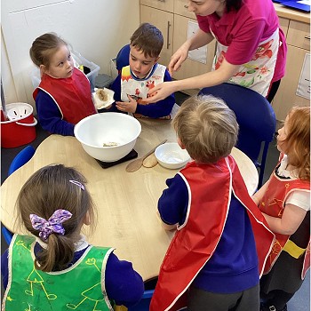 students doing a baking activity