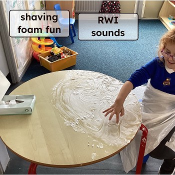 child playing with foam on a table